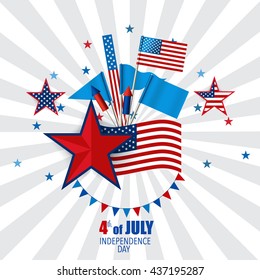 Happy independence day card, 4th of July, Vector abstract background.
