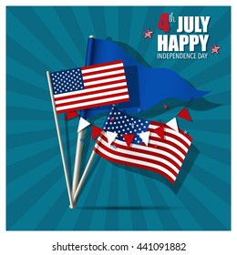 Happy independence day card, 4th of July, Vector abstract background.