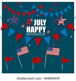 Happy independence day card, 4th of July, vector illustration.