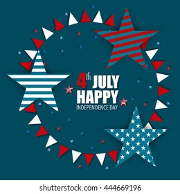 Happy independence day card, 4th of July, vector illustration.