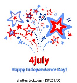 Happy independence day card. Celebration background with firework and place for your text. vector illustration