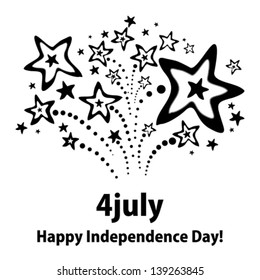 Happy independence day card. Celebration background with firework and place for your text. vector illustration