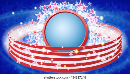 Happy independence day card. Celebration blue background with firework and stars