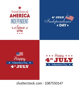 Happy independence day card United States of America, 4 th of July, Set.