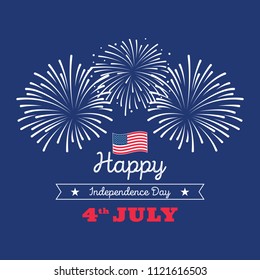 Happy independence day card United States of America, 4 th of July, greeting card with fireworks