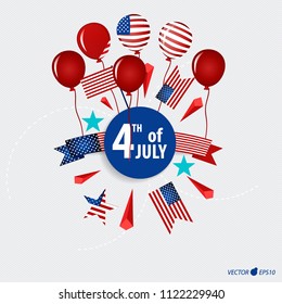Happy independence day card United States of America. American Flag paper design, vector illustration.