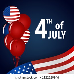 Happy independence day card United States of America. American Flag paper design, vector illustration.