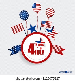 Happy independence day card United States of America. American Flag paper design, vector illustration.