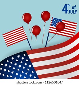 Happy independence day card United States of America. American Flag paper design, vector illustration.