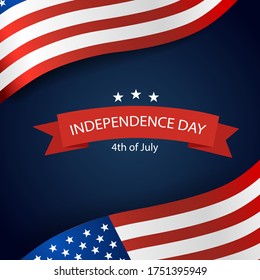 Happy independence day card United States of America. American Flag paper design, vector illustration.

