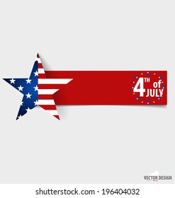 Happy independence day card United States of America. American Flag paper design, vector illustration.