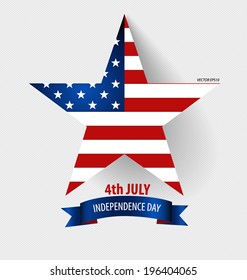 Happy independence day card United States of America. American Flag paper design, vector illustration.