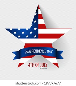 Happy independence day card United States of America. American Flag paper design, vector illustration.