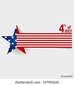 Happy independence day card United States of America. American Flag paper design, vector illustration.