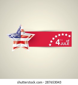 Happy independence day card United States of America. American Flag paper design, vector illustration.