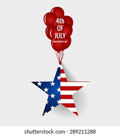 Happy independence day card United States of America. American Flag paper design, vector illustration.