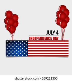 Happy independence day card United States of America. American Flag paper design, vector illustration.