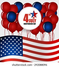 Happy independence day card United States of America. 4 th of July banner illustration design with american flag.