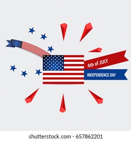 Happy independence day card United States of America. American Flag paper design, vector illustration.