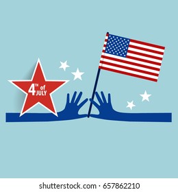 Happy independence day card United States of America. American Flag paper design, vector illustration.