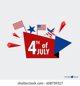 Happy independence day card United States of America. American Flag paper design, vector illustration.