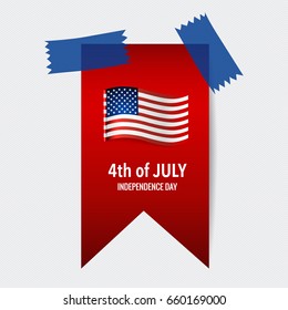 Happy independence day card United States of America. American Flag paper design, vector illustration.