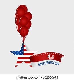 Happy independence day card United States of America. American Flag paper design, vector illustration.