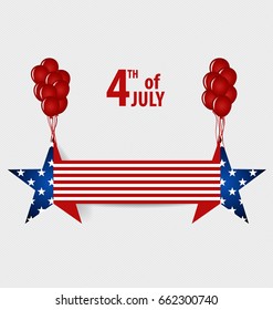 Happy independence day card United States of America. American Flag paper design, vector illustration.