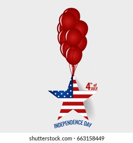 Happy independence day card United States of America. American Flag paper design, vector illustration.