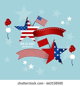 Happy independence day card United States of America. American Flag paper design, vector illustration.