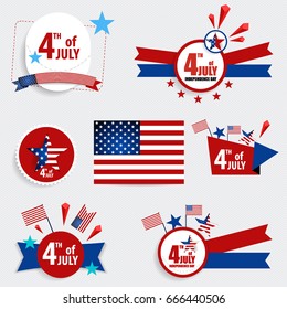 Happy independence day card United States of America. American Flag paper design, vector illustration.