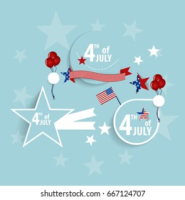 Happy independence day card United States of America. American Flag paper design, vector illustration.