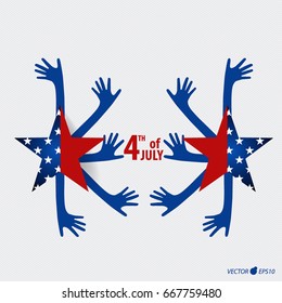 Happy independence day card United States of America. American Flag paper design, vector illustration.
