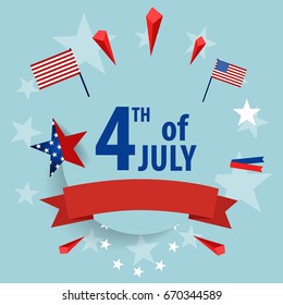 Happy independence day card United States of America. American Flag paper design, vector illustration.