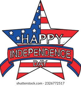 Happy Independence Day Cartoon Colored Clipart