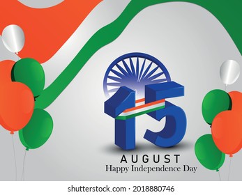 	Happy independence day celebration card and tri color background