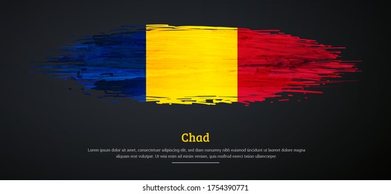 Happy independence day of Chad with watercolor grunge brush flag background