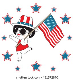 Happy Independence Day Character Card illustration
