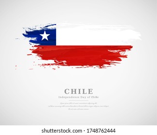 Happy independence day of Chile with artistic watercolor country flag background