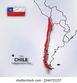 happy independence day of chile, combination map and flag design