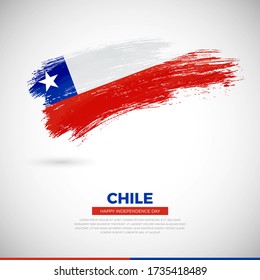 Happy independence day of Chile country. Artistic grunge brush of Chile flag illustration