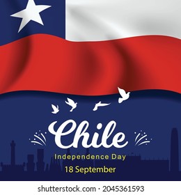 Happy Independence day, Chile landmarks silhouette. Vector 