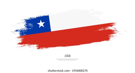 Happy independence day of Chile with national flag on artistic stain brush stroke background