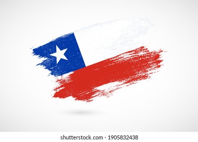 Happy independence day of Chile with vintage style brush flag background