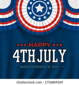 happy independence day with circular flag and blue background