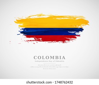 Happy independence day of Colombia with artistic watercolor country flag background