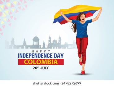 happy Independence day Colombia July 20 greetings. abstract vector illustration design.