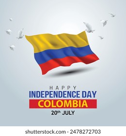 Feliz Día de la Independencia Colombia 20 de julio saludos. diseño abstracto de la Ilustración vectorial.