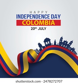 happy Independence day Colombia July 20 greetings. abstract vector illustration design.