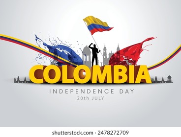 happy Independence day Colombia July 20 greetings. abstract vector illustration design.